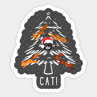 Christmas Vacation Inspired Christmas Cat with Squirrels Sticker